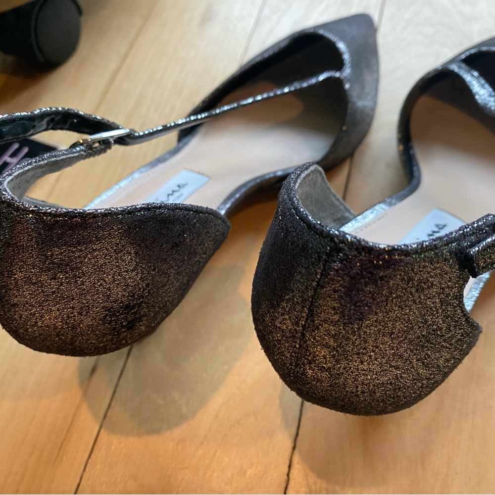 Nina, size 7.5, worn once, glitter gunmetal gray, leather sole - Picture 10 of 10